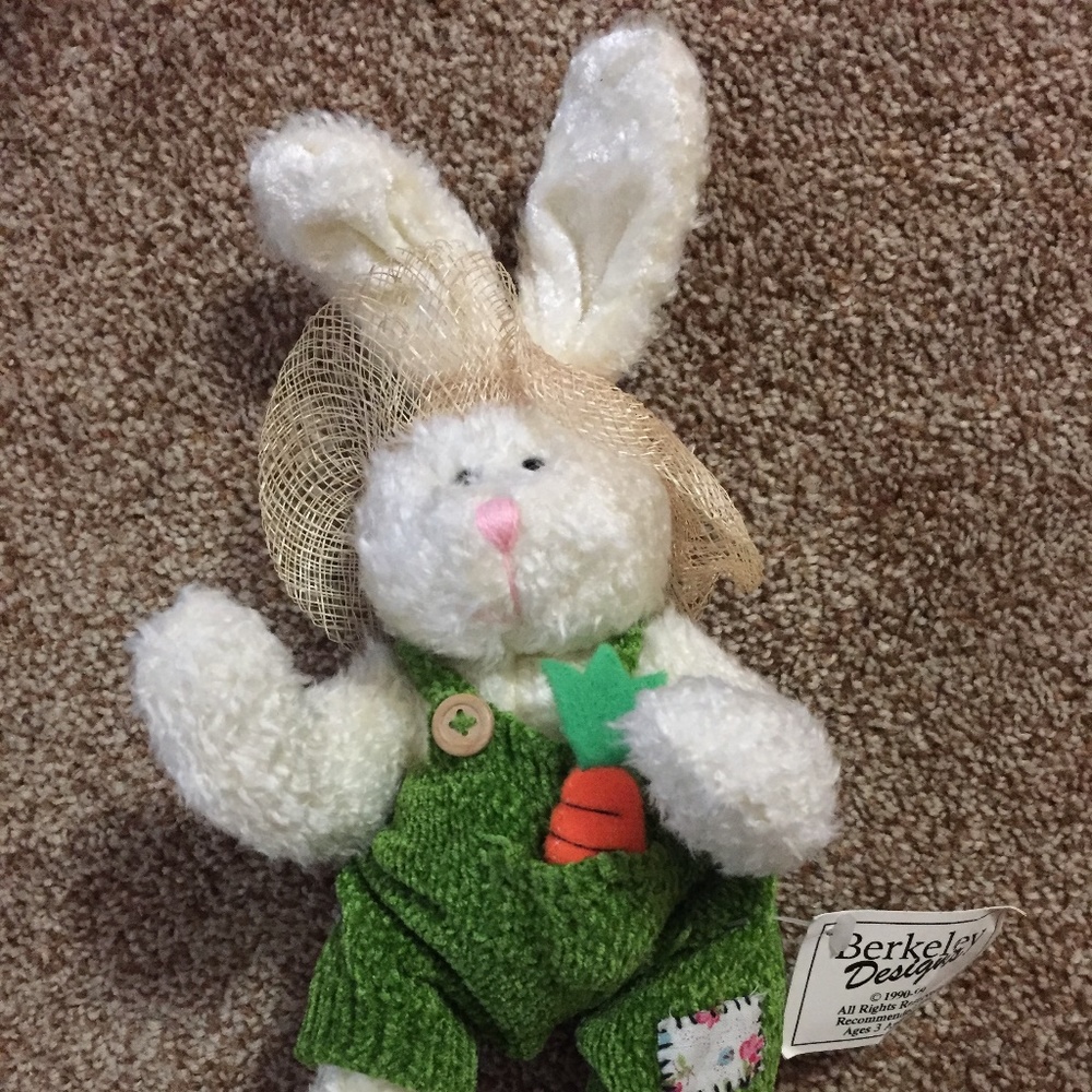 Berkeley Designs Easter Rabbit In Knit overalls